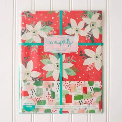 Double-sided Eco Wrapping Paper (Pretty Poinsettia)