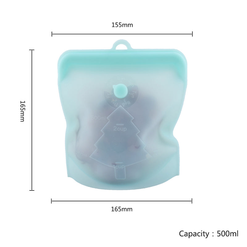 size of blue 2 cup food storage bag