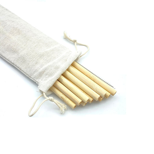 set of straws with brush and white pouch