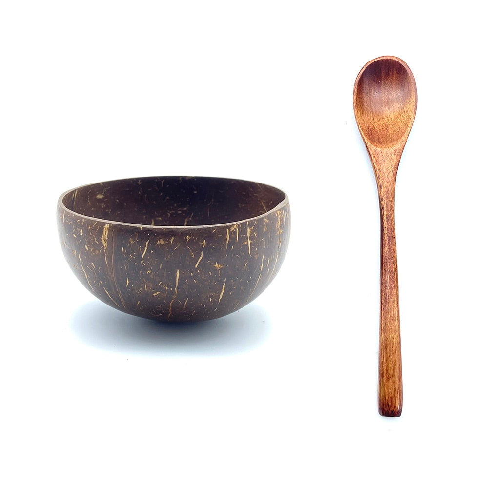 coconut bowl with wood spoon