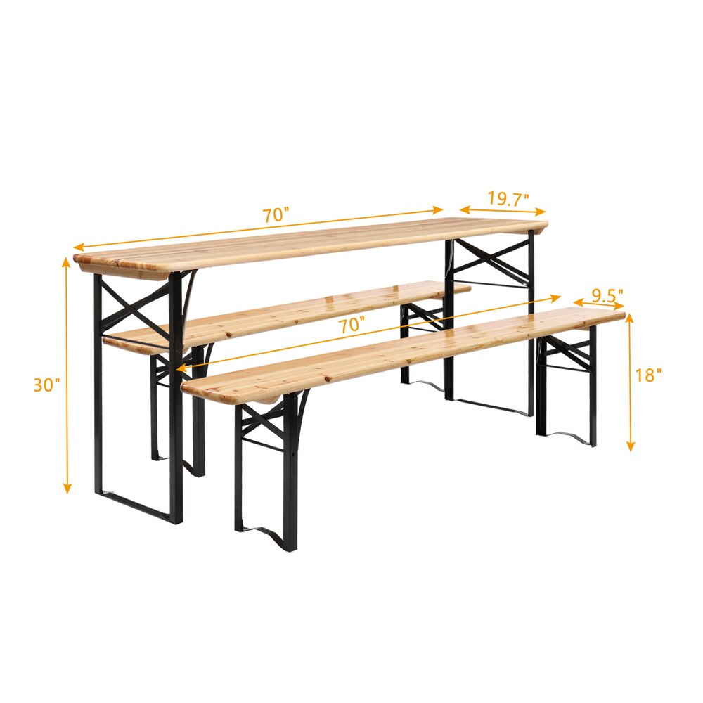 size measurements of picnic table with benches