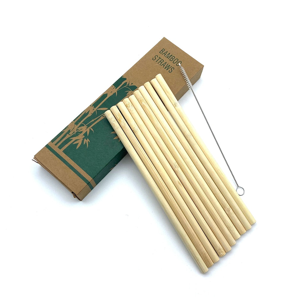 set of straws w/ brush and box