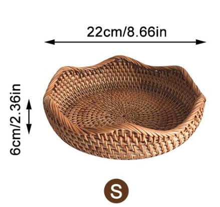 small round rattan storage basket